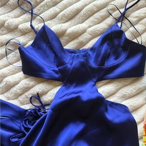 Zara Royal Blue Satin Prom Dress